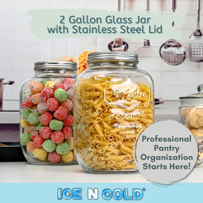 ICE N COLD Large Glass Jar - Clear Wide Mouth Container for Storage, Kitchen, Pantry, and Laundry (2-Gallon | 8-Liter) - Image 5