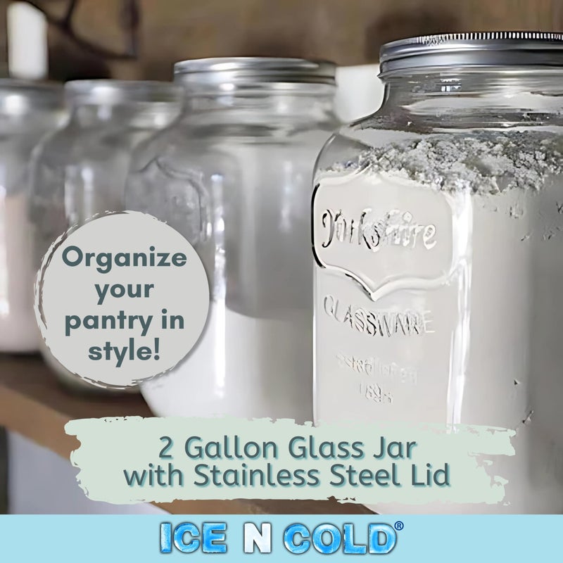 ICE N COLD Large Glass Jar - Clear Wide Mouth Container for Storage, Kitchen, Pantry, and Laundry (2-Gallon | 8-Liter) - Image 2