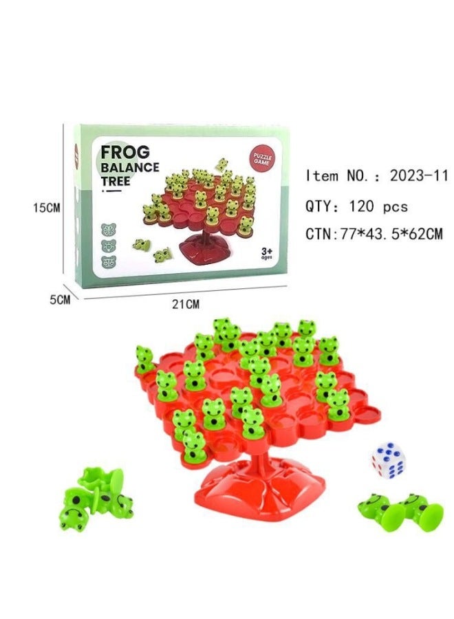 Frog Balance Tree Concentration Training Children's Jenga Parent-child Multi-person Interactive Battle Desktop Educational Toys-Color:Frog Balance Tree  English Color Box  - Image 1