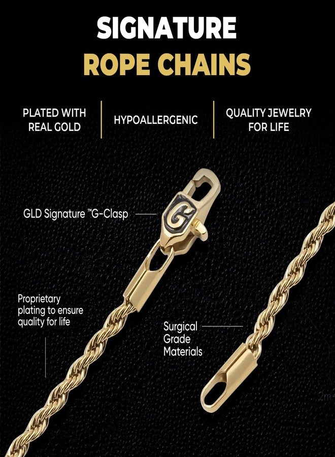 GLD Rope Chain Necklace - 2MM, 22", Real 14K White Gold-Plated Rope Chain with Travel Pouch - Snatch-Proof Clasp, Sweat-Proof and Fade-Resistant - Lifetime Quality, Designed in Miami - Image 3