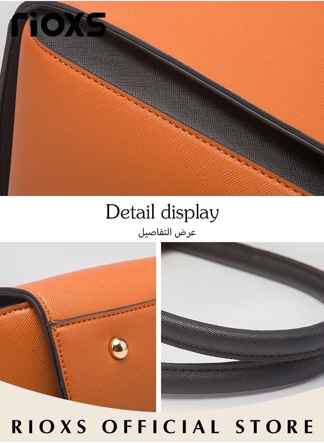 RIOXS 4 pcs Women Fashion Bags Large Capacity Satchel Purses and Handbags for Women Colour Clash Shoulder Tote Bags and Wallets  - Image 5
