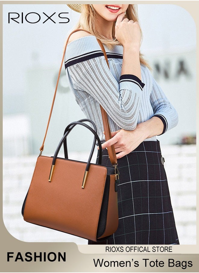 RIOXS 4 pcs Women Fashion Bags Large Capacity Satchel Purses and Handbags for Women Colour Clash Shoulder Tote Bags and Wallets  - Image 2