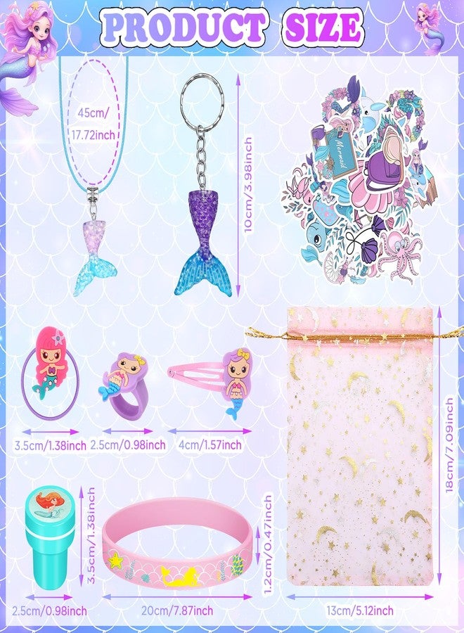 Capoda 158 Pcs Mermaid Party Favors Set for Girls Mermaid Birthday Party Supplies Necklaces Pendants Keychains Stamper Wristband Hair Rings Hairpins Stickers Colorful Rings Gift Bags Stuffers - Image 3