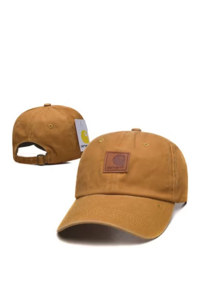 carhartt قبعة كار هارت كراميل المغسولة: جلد - رقعة الطراز الكلاسيكي