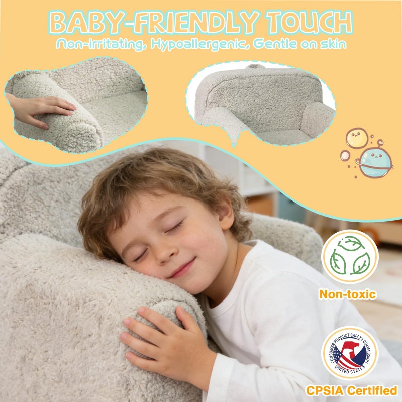 Pterying Toddler & Kids Chairs Comfy - Toddler Couch with Washable Zipper Cover & Top Handle, Stable High-Resilience Foam Pre-Assembled Kids Sofa, for Play & Rest, Gifts for Boys Girls for Ages 1-6 - Image 3