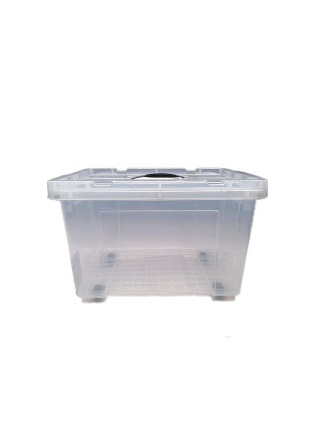 DANUBE HOME Milano Clear Plastic Storage Box 20L with Wheels - Durable HDPE Household Organizer - 44x30x27.5 cm - Ideal for Tools, Hardware, and Household Essentials