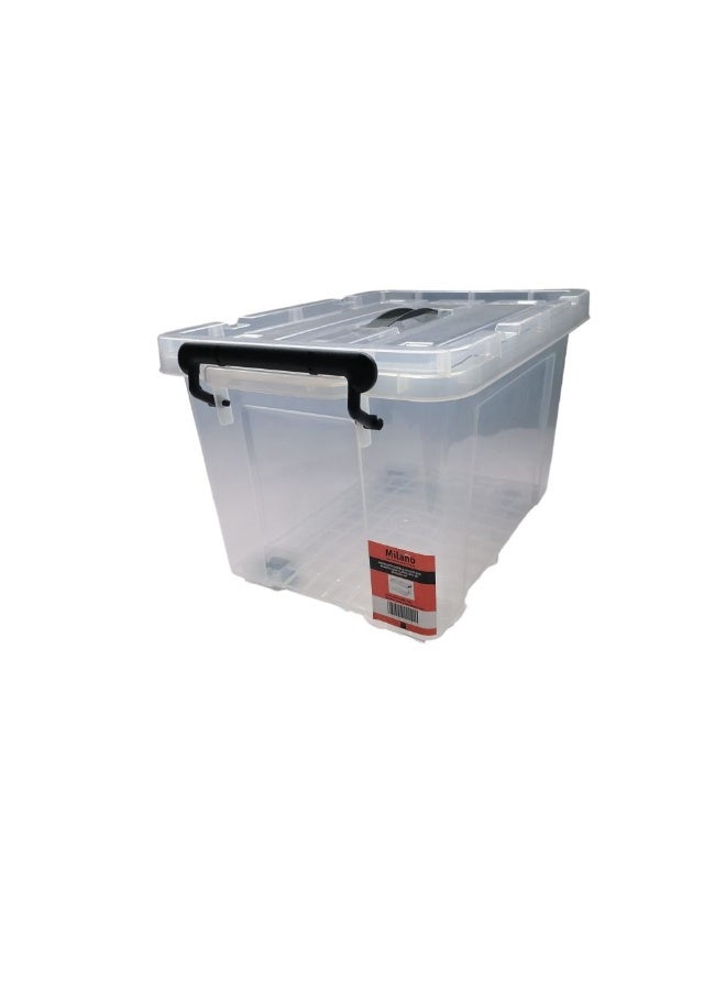 Milano Clear Plastic Storage Box 20L with Wheels - Durable HDPE Household Organizer, 44x30x27.5cm, Ideal for Home Storage, Clear Container for Easy Visibility - Image 2