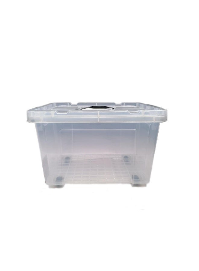 Milano Clear Plastic Storage Box 20L with Wheels - Durable HDPE Household Organizer, 44x30x27.5cm, Ideal for Home Storage, Clear Container for Easy Visibility - Image 1