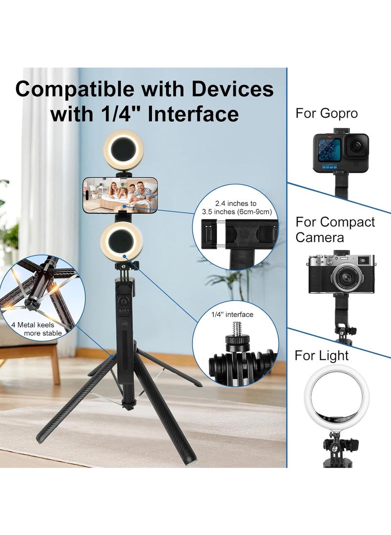 Highdas - 70.9" AI Auto Face Tracking Tripod 360° Rotation with Stand & Light, Phone Camera Holder Stand with Remote & Gesture Control, Extendable Selfie Stick for GoPro/Travel/Vlog/Video/Tiktok/Live Streaming - Image 1