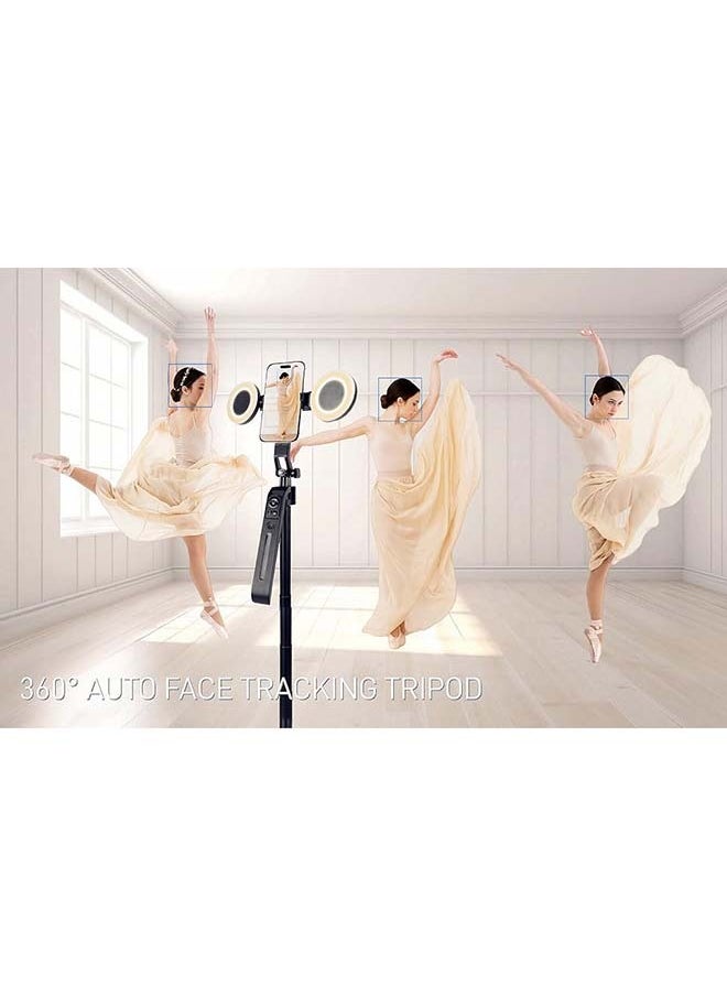 70.9" AI Auto Face Tracking Tripod 360° Rotation with Stand & Light, Phone Camera Holder Stand with Remote & Gesture Control, Extendable Selfie Stick for GoPro/Travel/Vlog/Video/Tiktok/Live Streaming
