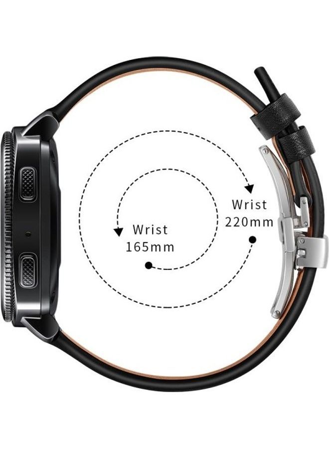 NIBEMINENT Leather Butterfly Buckle Strap For Huawei Watch GT2e / GT2 Black - Image 4