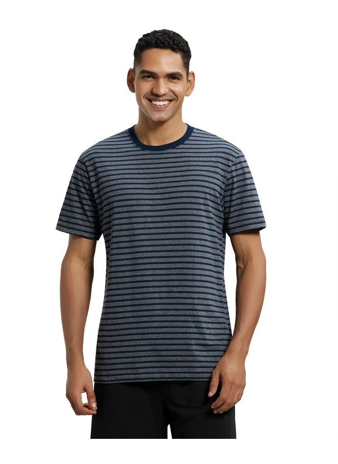 JOCKEY - Jockey Men's Regular Fit T-Shirt (2715-01_Navy & Charcoal Melange XL) - Image 1