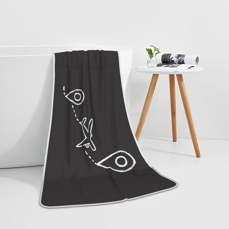 Airplane Route Print Bath Towels 27”x55” Soft Absorbent Coral Fleece Towels for Bathroom, Quick Dry Bath Towel for Bathroom, Gym, Spa, Pool & Hotel - Image 4