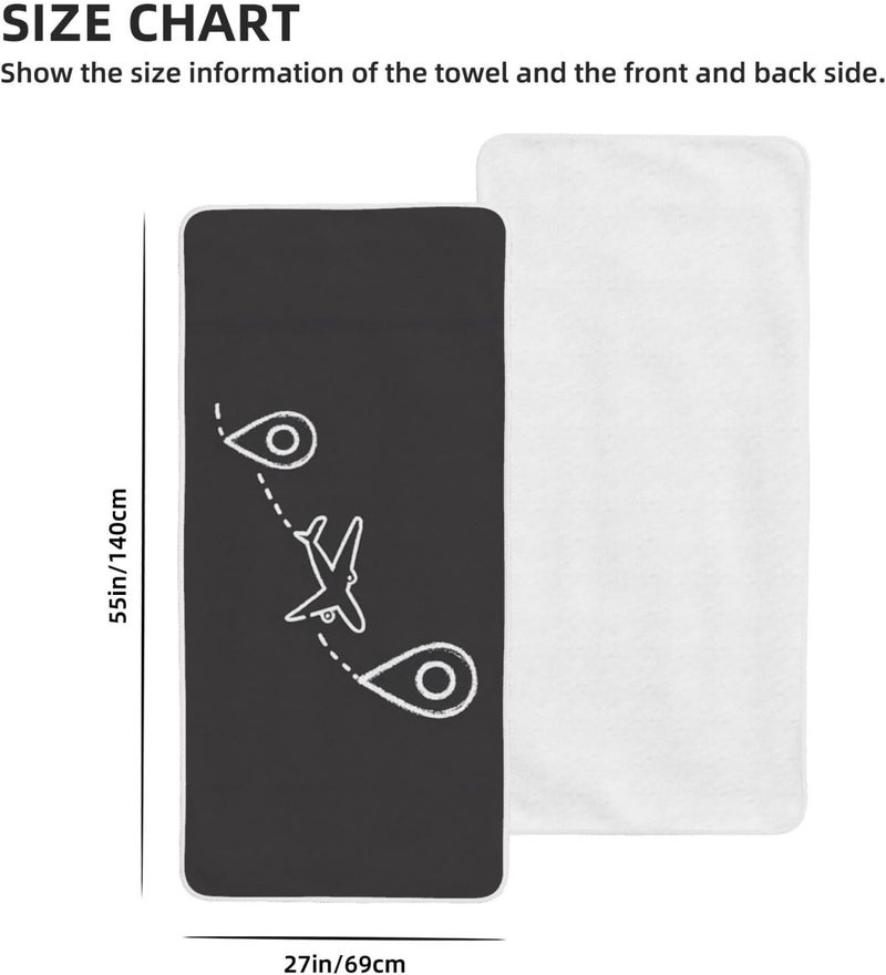 Airplane Route Print Bath Towels 27”x55” Soft Absorbent Coral Fleece Towels for Bathroom, Quick Dry Bath Towel for Bathroom, Gym, Spa, Pool & Hotel - Image 2