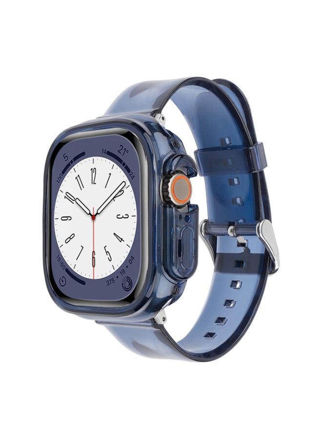 HuHa Protective Cover For Apple Watch Ultra 49mm Glacier Jelly Clear TPU Case Watch Band(Royal Blue)