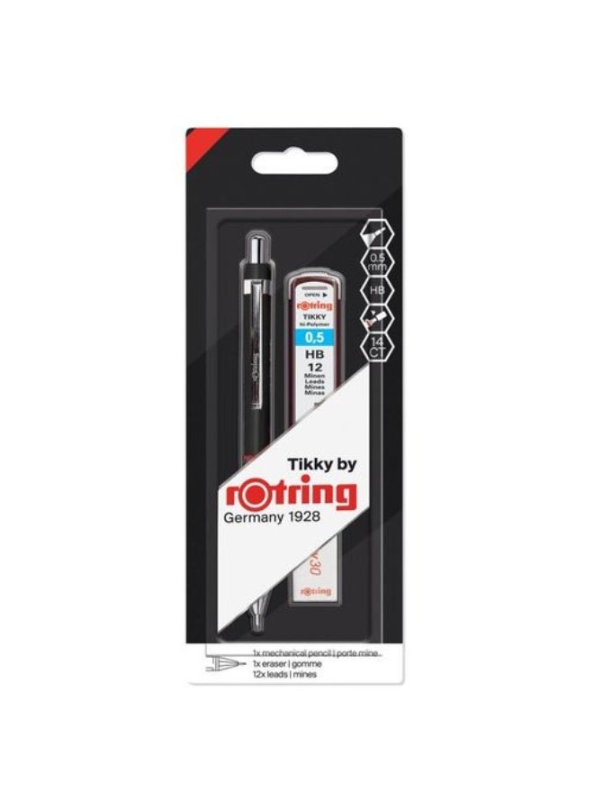 Rotring Tikky 0.5mm HB Pencil Lead Refill & Eraser - Image 1