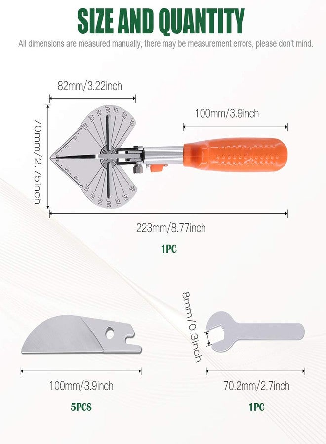 Keadic 7Pcs Multi Angle Miter Shear Cutter, Multifunctional Trunking/Miter Shears with Wrench and Upgrade Spare Blades, Quarter Round Cutting Tool for Cutting Soft Wood Plastic(45 to 135 Degree) - Image 2