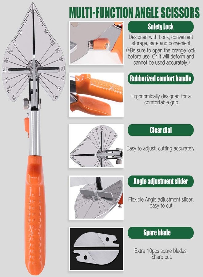 Keadic 7Pcs Multi Angle Miter Shear Cutter, Multifunctional Trunking/Miter Shears with Wrench and Upgrade Spare Blades, Quarter Round Cutting Tool for Cutting Soft Wood Plastic(45 to 135 Degree) - Image 3