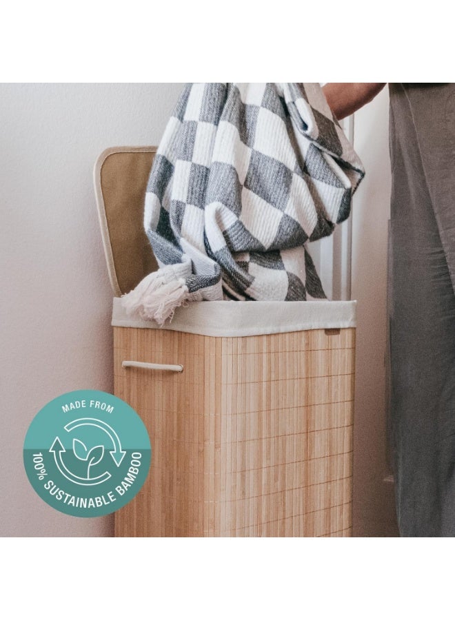 KITCHENOO Kitcheno Luxe Natural Bamboo Laundry Basket 19 Gallon (72 Liter) with Lid and Removable Machine Washable Laundry Bag - Holds 2 Loads and 30 lbs - Image 5