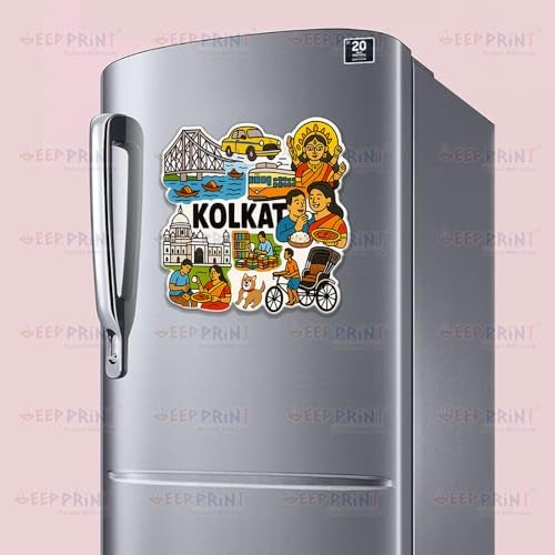 Deep Print Acrylic Fridge Magnet – Indian States Theme | 7.6x7.6 cm | Sparkle Finish | Decorative Souvenir Magnet for Fridge (Multiple State Variants) (Kolkata) - Image 4