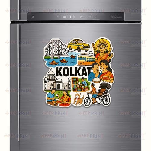 Deep Print Acrylic Fridge Magnet – Indian States Theme | 7.6x7.6 cm | Sparkle Finish | Decorative Souvenir Magnet for Fridge (Multiple State Variants) (Kolkata) - Image 3