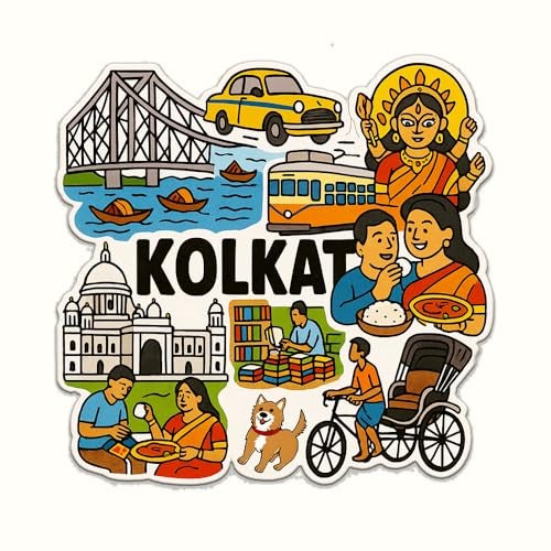 Deep Print Acrylic Fridge Magnet – Indian States Theme | 7.6x7.6 cm | Sparkle Finish | Decorative Souvenir Magnet for Fridge (Multiple State Variants) (Kolkata) - Image 1