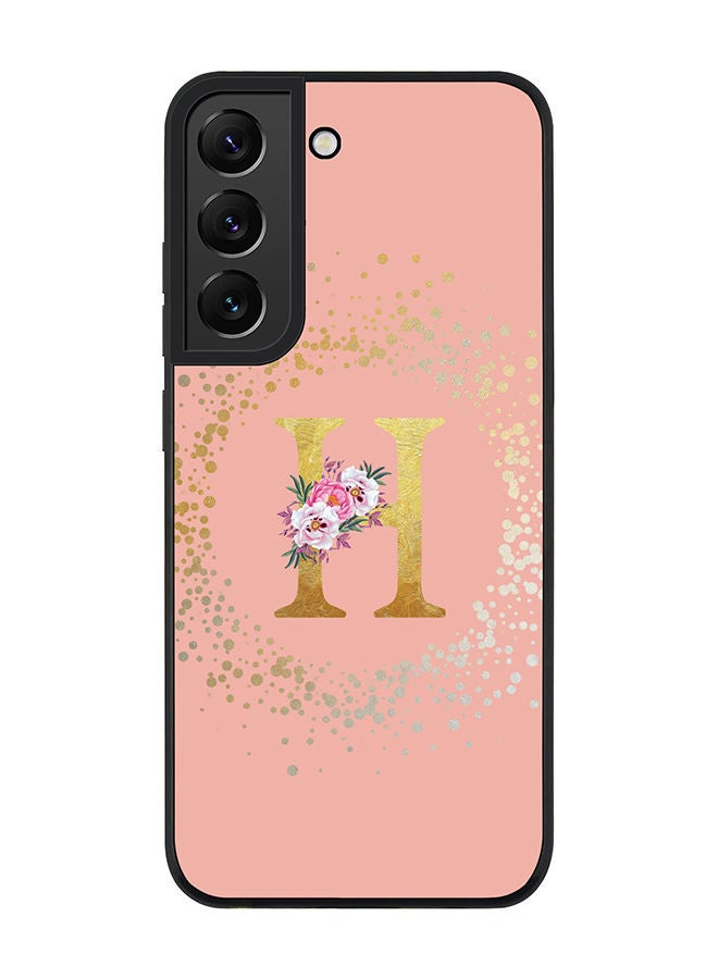 Stylizedd Rugged Black edge case for Samsung Galaxy S21 FE 5G Slim fit Soft Case Flexible Rubber Edges TPU Gel Thin Cover - Custom Monogram Initial Letter Floral Pattern Alphabet - H (Rose Pink) - Image 1