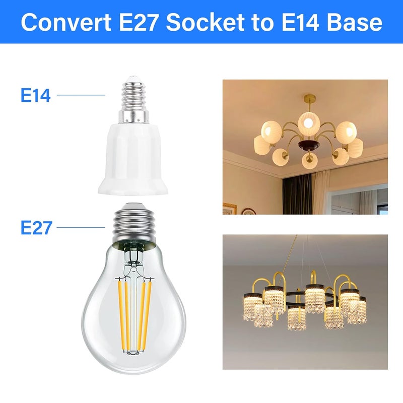 SinLoon 2 Pcs E14 to E27 Lamp Bulb Holder Adapter PBT Light Bulb Socket Extender Lamp Base Converter Adapter Light Fixtures Accessories - Image 2
