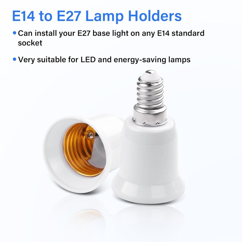 SinLoon 2 Pcs E14 to E27 Lamp Bulb Holder Adapter PBT Light Bulb Socket Extender Lamp Base Converter Adapter Light Fixtures Accessories - Image 5