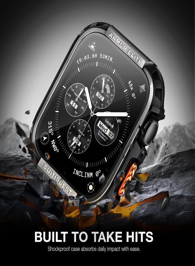 Suitisbest Metal Rugged Case for Apple Watch 44mm Case, Shockproof Protective Case Bumper Full-Metal Bezel 9H Tempered Glass Screen Protector Cover for iWatch 6 5 4 SE - Image 3