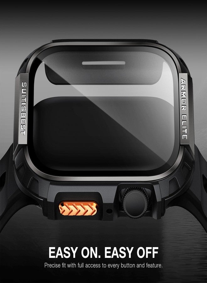 Suitisbest Metal Rugged Case for Apple Watch 44mm Case, Shockproof Protective Case Bumper Full-Metal Bezel 9H Tempered Glass Screen Protector Cover for iWatch 6 5 4 SE - Image 4