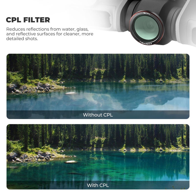 FreeWell فلاتر مغناطيسية من فريويل 3-pack لجهاز DJI Neo 2 - تشمل فلتر CPL (مستقطب) لتقليل الوهج، وفلتر UV لحماية العدسة، وفلتر بلاك جلو ميس 1/4 للتأثيرات السينمائية. - Image 4