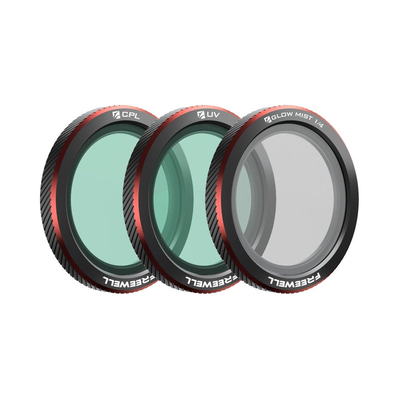 FreeWell فلاتر مغناطيسية من فريويل 3-pack لجهاز DJI Neo 2 - تشمل فلتر CPL (مستقطب) لتقليل الوهج، وفلتر UV لحماية العدسة، وفلتر بلاك جلو ميس 1/4 للتأثيرات السينمائية. - Image 1