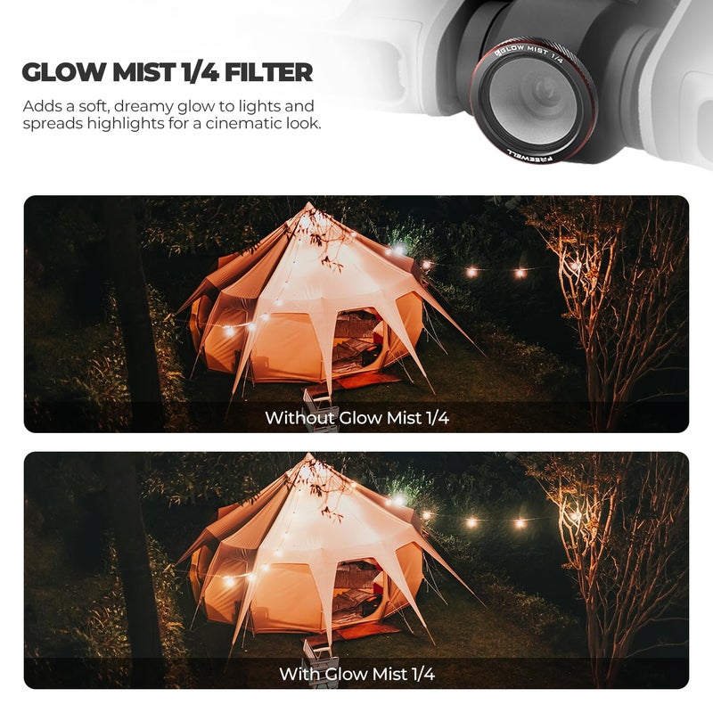 FreeWell فلاتر مغناطيسية من فريويل 3-pack لجهاز DJI Neo 2 - تشمل فلتر CPL (مستقطب) لتقليل الوهج، وفلتر UV لحماية العدسة، وفلتر بلاك جلو ميس 1/4 للتأثيرات السينمائية. - Image 3