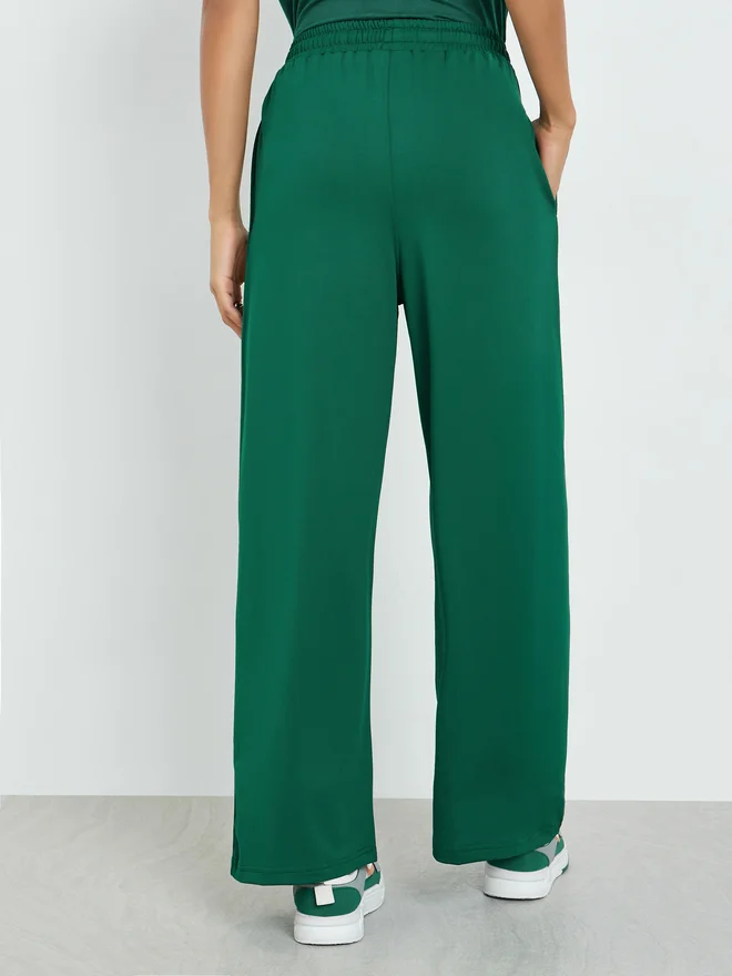 Styli green Styli Green Wide Leg Joggers with Print for Women | Best Price UAE