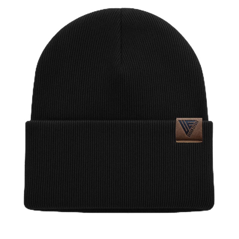 Urban Effort Beanie for Men Women â€“ Warm Acrylic Unisex Knit Winter Hats for Men, Soft Stretch Fit, Classic Streetwear Style (Black) - Image 1