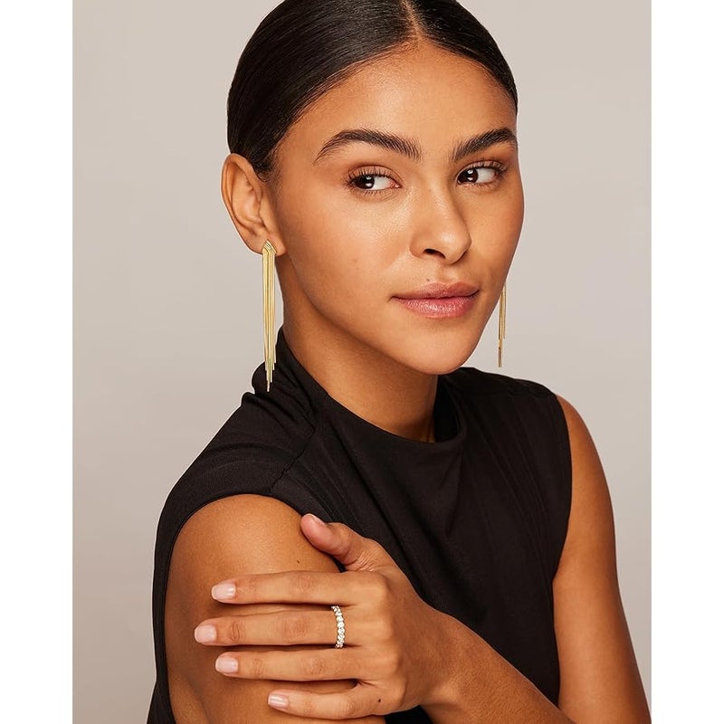 بافوا PAVOI 14K Gold Plated 925 Sterling Silves Posts Long Tassel Dangle Earrings for Women | Elegant Rhinestone Chain Chandelier Drop Earrings | Statement Jewelry - Image 4