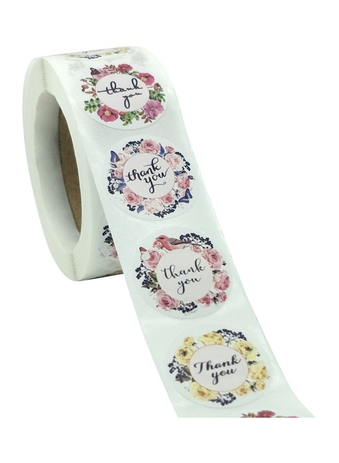 500-Piece Thank You Label Sticker Roll Multicolour - Image 2