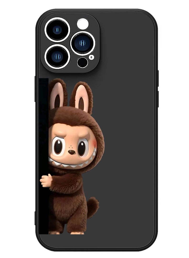 Theodor Protective Slim Fit Case Liquid Silicone Cover with Full Body Protection Anti-Scratch Shockproof Case For Apple iPhone 13 Pro (Black) Labubu (10)  - Image 1