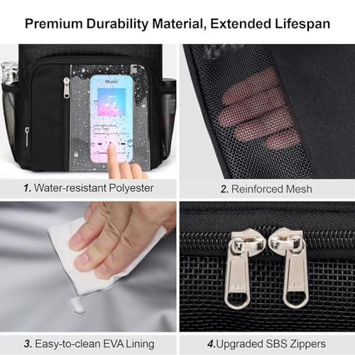 F-color Hanging Shower Caddy Portable - College Dorm Essentials for Guys with Hooks, Quick-Dry Shower Bag for Dorm Travel Gym Camping Essentials, Water-Resistant with Multiple Pockets, Black - Image 5
