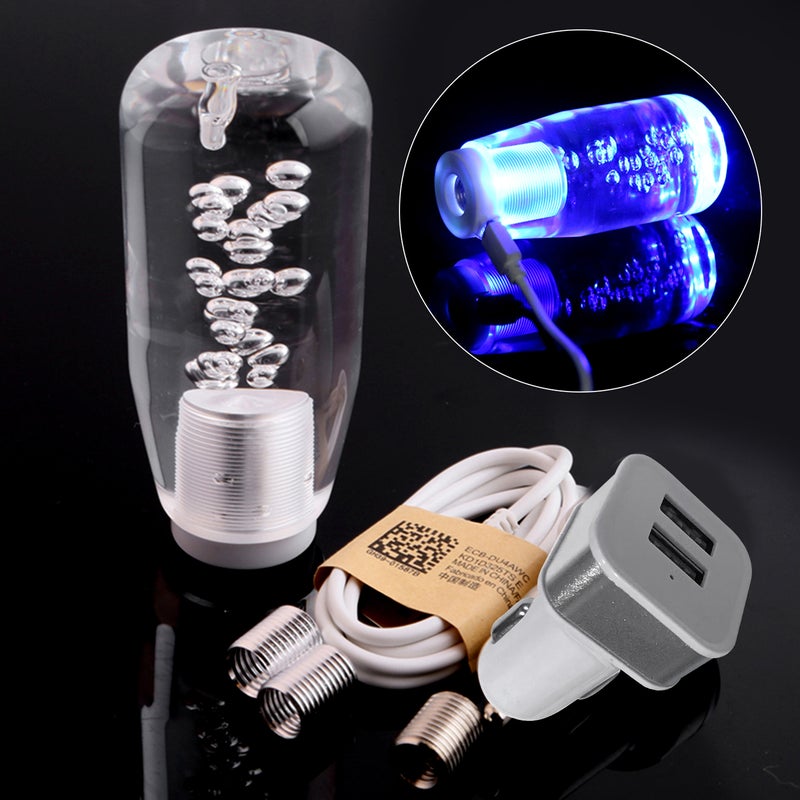 Gear Shift Knob 10cm Blue Easy To Install Crystal Style LED Design - Premium Quality Material Great Hand Feel Gear Shift Lever for Car Interior Modification - Image 1