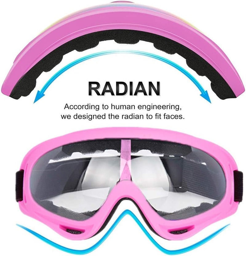 LJDJ Motorcycle Goggles with 2 Pack Neck Breathable Bandana Mask - Pink - Image 3