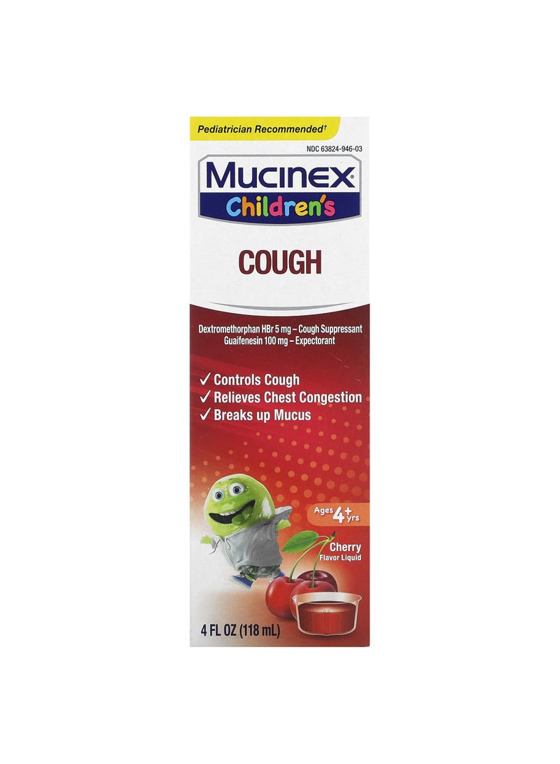 Children's, Cough, Ages 4+ Yrs, Cherry, 4 fl oz (118 ml)