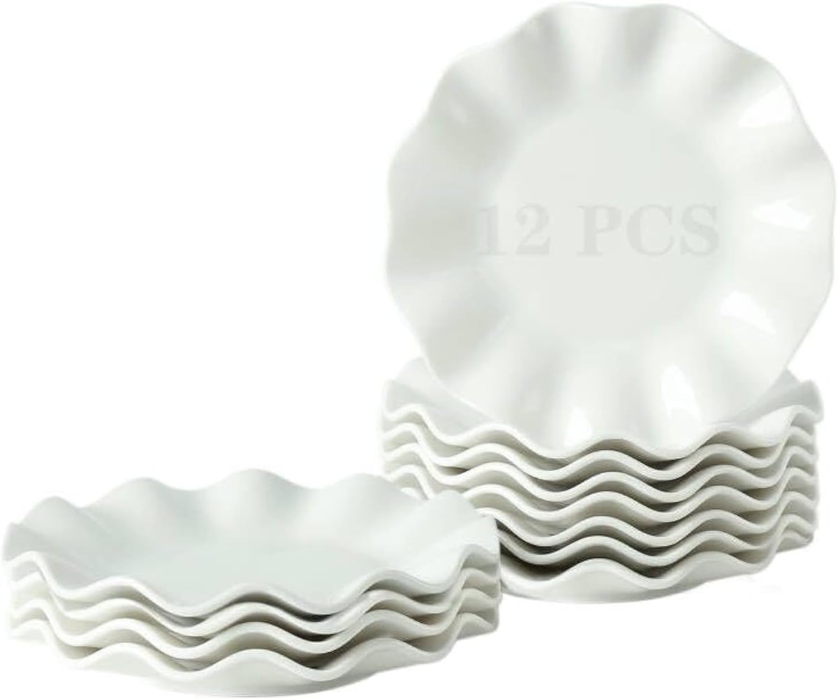 BABALIU 7 Inch Porcelain Small Dinner Plates Set of 12 White Appetizer ...
