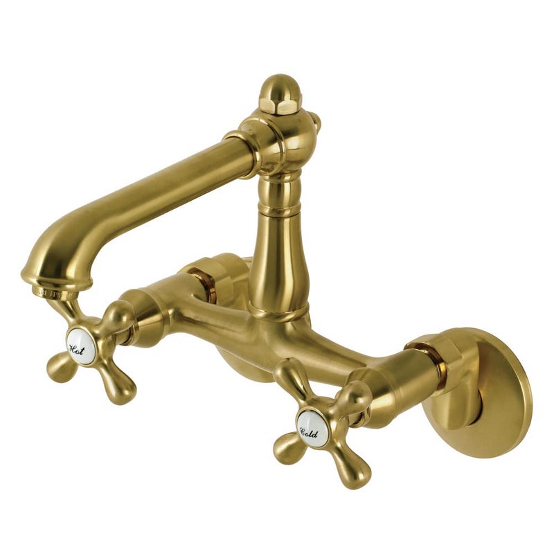 Kingston Brass KS7227AX English Country Kitchen Faucet  8.75 x 5.06 x 2.75  Brushed Brass - Image 1