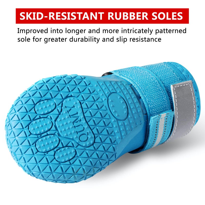 QUMY Dog Shoes for Large Dogs, Medium Dog Boots & Paw Protectors for Winter Snowy Day, Summer Hot Pavement, Water-Resistant in Rainy Weather, Outdoor Walking, Indoor Hardfloors Skid-Resistant Sole - Image 4