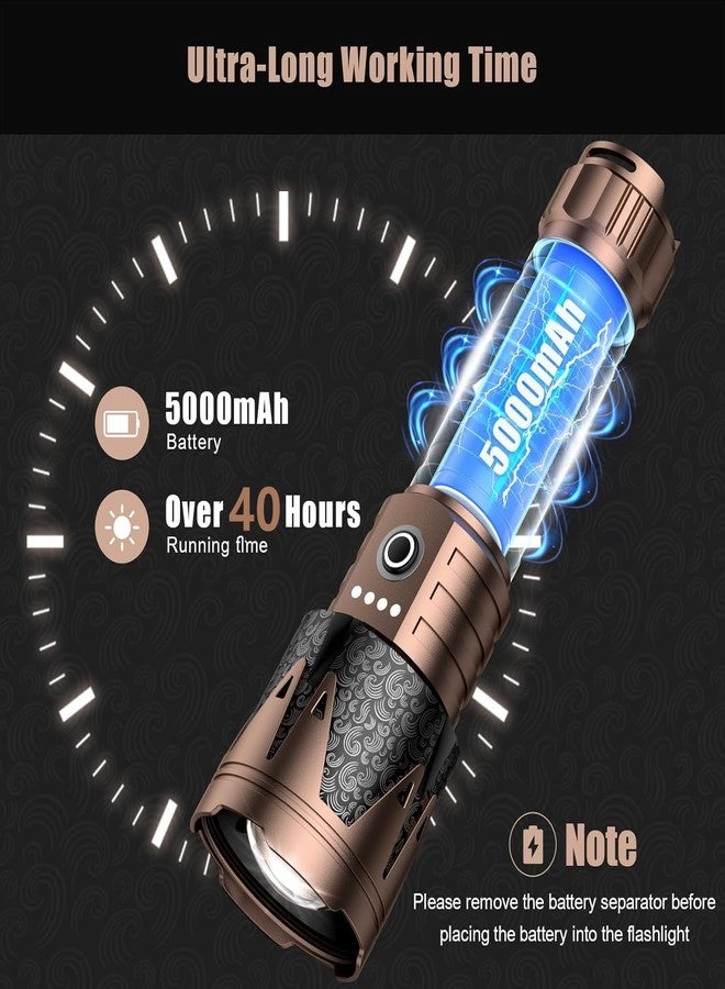 SKYFIRE Rechargeable Flashlights High Lumens with Ignition Lens,5000 Super Bright Tactical Flashlight,Zoomable,6Modes,Waterproof Flash Light for Camping Essentials,Outdoor,Home Emergency-Upgraded - Image 4