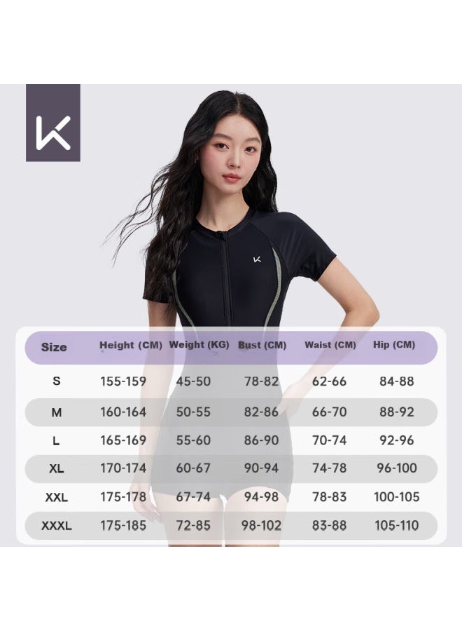 Keep Women's Professional One-piece Square Leg Swimsuit Compeive Conservative Plus Size Swimwear Black - Image 5