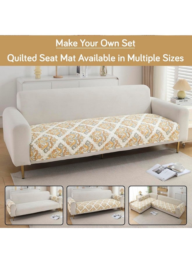 HOKIPO HOKIPO Polyester Printed Quilted Sofa Cover Mats For 1/2/3 Seater Sofa And L Shape. Make Your Own Sofa Cover Set, Mat Length 90(D) X 90(L) Cm, Damask Beige (New-790-D4)  - Image 2
