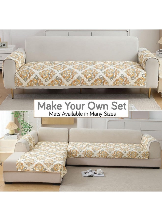 HOKIPO HOKIPO Polyester Printed Quilted Sofa Cover Mats For 1/2/3 Seater Sofa And L Shape. Make Your Own Sofa Cover Set, Mat Length 90(D) X 90(L) Cm, Damask Beige (New-790-D4)  - Image 5
